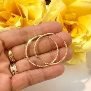 18K Real Gold Hoops Earrings